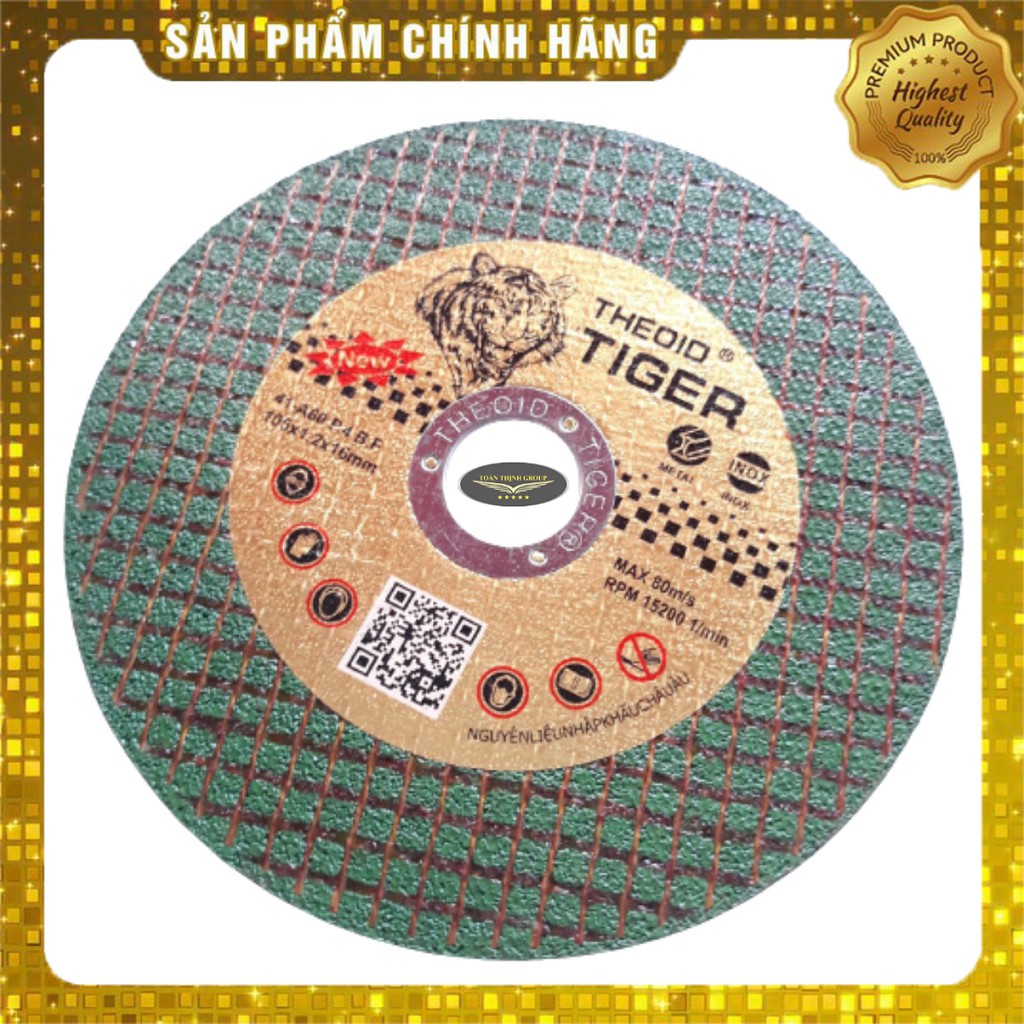 Đá Cắt Sắt, Inox Hiệu TIGER 100mm, 125mm Hàng Chính Hãng - Cắt Siêu Nhanh, Siêu Bén, Lâu Tan Đá