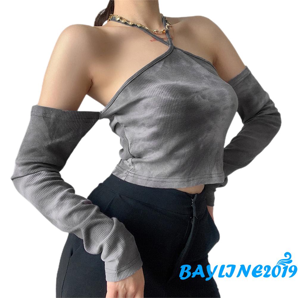 Áo Lửng Tay Dài Cổ Đan Dây Thời Trang Dành Cho Nữ | BigBuy360 - bigbuy360.vn