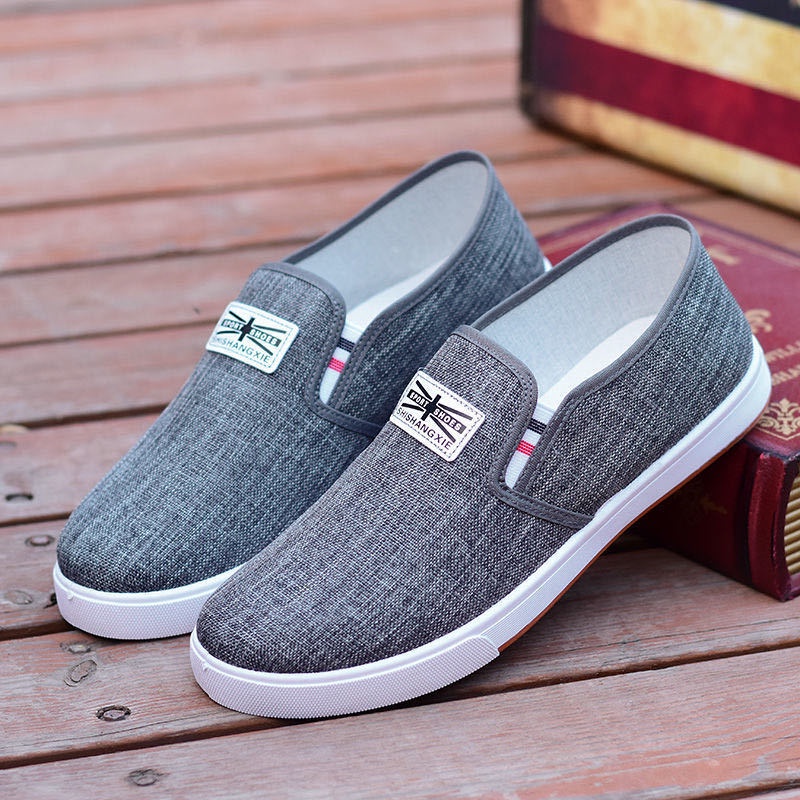 Giày lười denim đế bằng cổ thấp phong cách thời trang cho nam