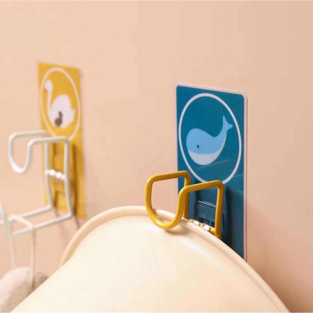 Móc Dán Tường Treo Thau Chậu, Khăn, Quần Áo/ Giá Gắn Tường Treo Đồ Nhà Bếp, Nhà Tắm Mẫu Hoạt Hình Dễ Thương