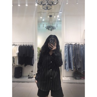 Sơ mi lụa tay dài sọc dọc