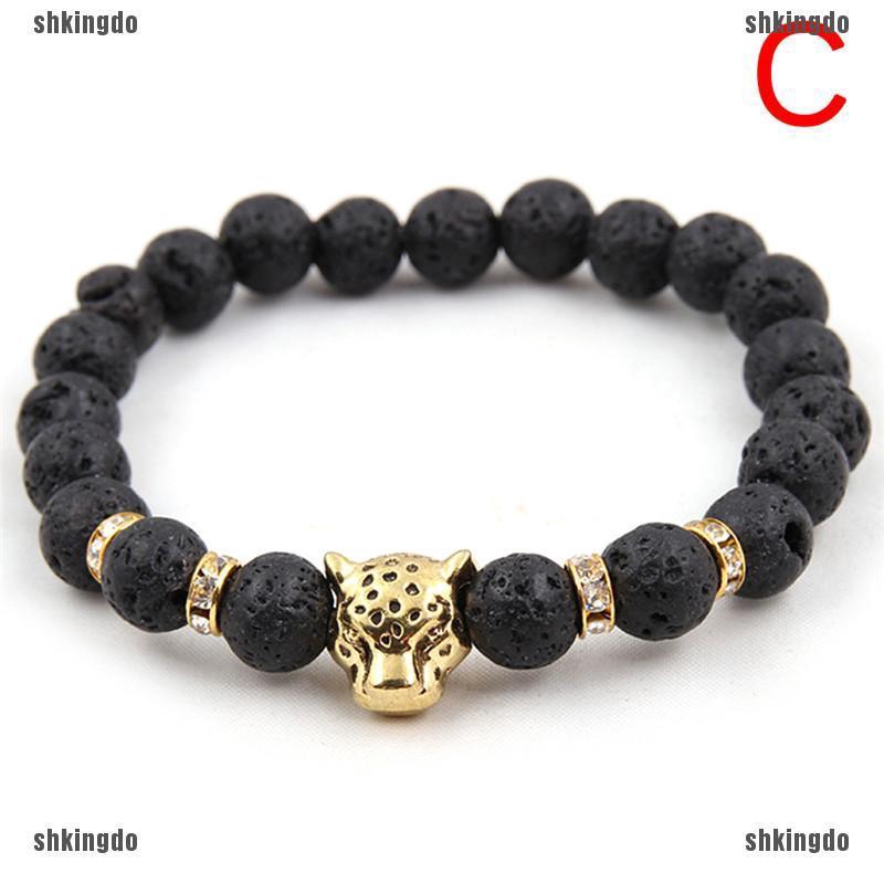 Vòng Tay Chuỗi Hạt Đá Tự Nhiên Hình Đầu Báo Cho Nam