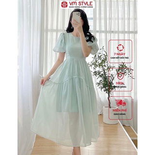Đầm tay phồng đi đi tiệc VMSTYLE đi đám cưới dáng dài chất voan 2 lớp 22VD06NDU1002