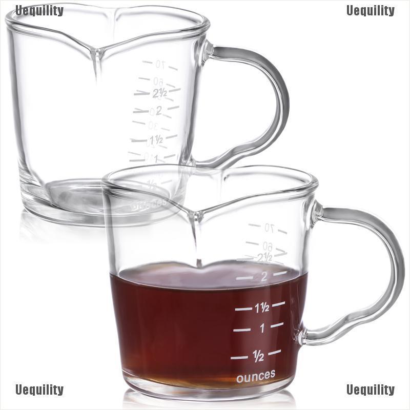 [Uequility] 2 Pack 70ml Espresso Measuring Glass Double Spouts Measuring Cups Espresso Shot