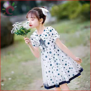 Đầm công chúa elsa phối ren chấm bi phong cách hàn quốc mẫu mới cho bé gái
