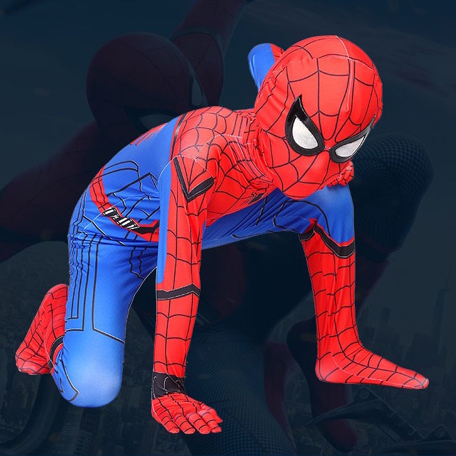 SUGE Người nhện Cosplay Trang Phục Trẻ Em Cậu Bé Siêu Anh Hùng Phù Hợp Với Trẻ Em Bodysuit Trẻ Em Halloween Trang Phục Jumpsuit