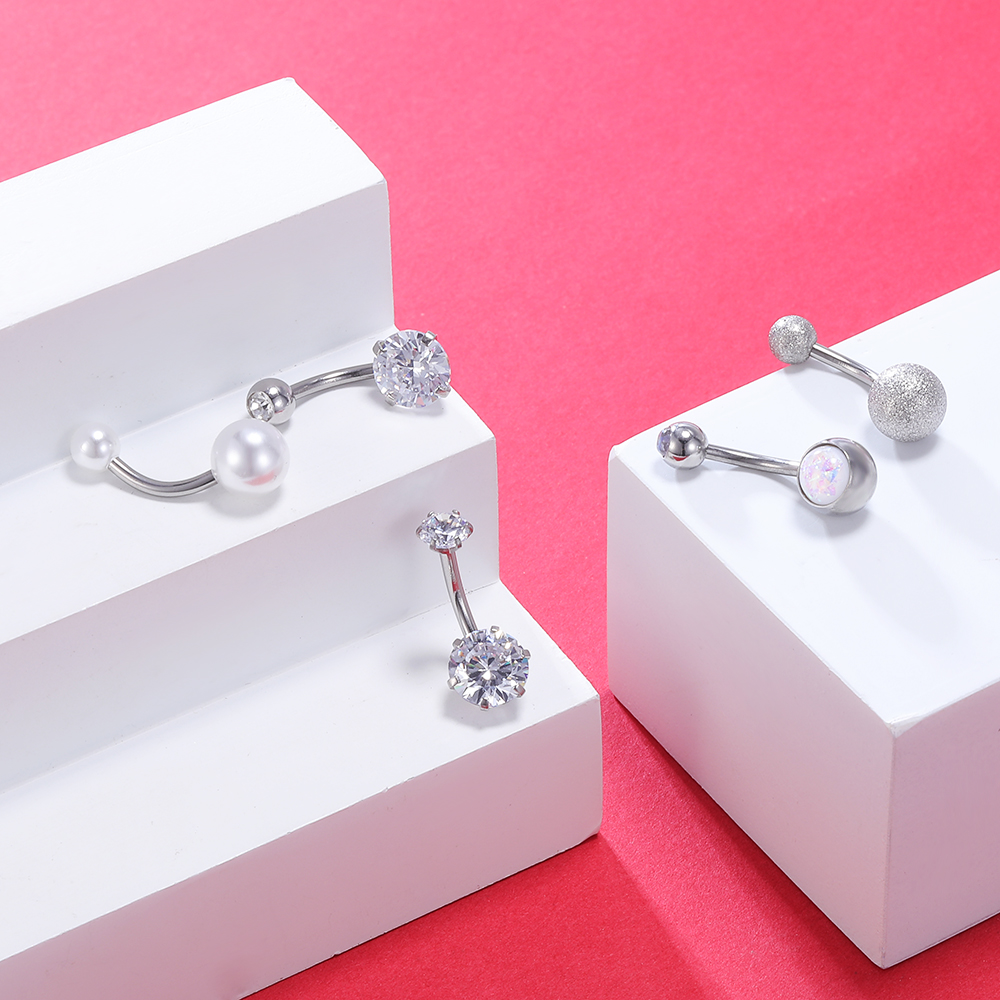 Set 5 khuyên xỏ rốn đính ngọc trai nhân tạo dành cho phái đẹp