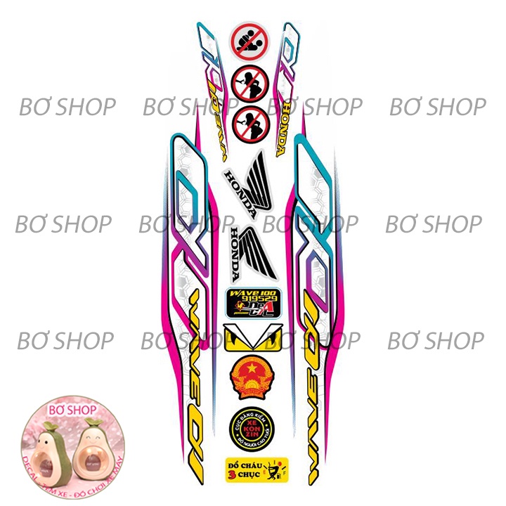 Tem rời WAVE ALPHA 100cc & 50cc   BƠ SHOP - Tem 3 lớp chống phai màu