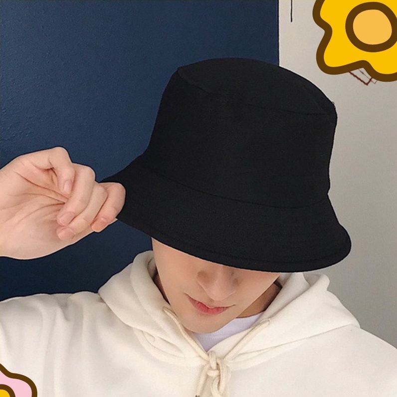Mũ bucket trơn đen, trắng nón tai bèo vành tròn phong cách GD form unisex nam nữ - B01