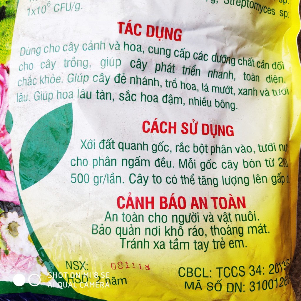 Phân hữu cơ vi sinh Sông Gianh chuyên Hoa và Cây Cảnh 2kg