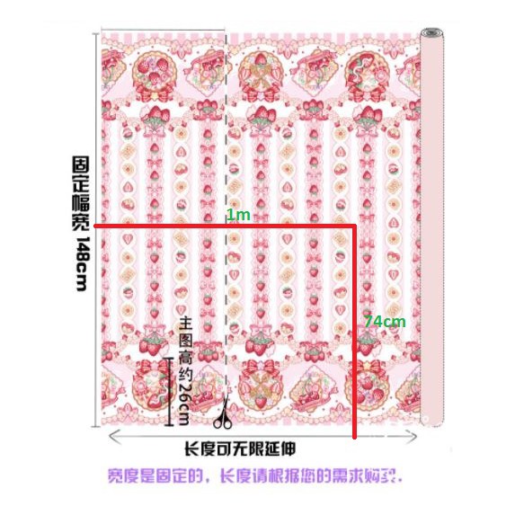 Vải may váy Lolita, váy cho doll, họa tiết candy -dâu tây -cherry ngọt ngào bán theo khoang