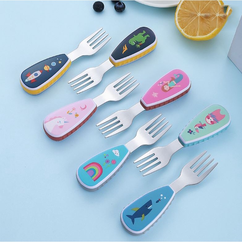 Thìa dĩa tập xúc cho bé inox cao cấp