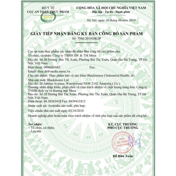 VIÊN HỖ TRỢ GIẢM MỠ MÁU BLACKMORES HEALTH CỦA ÚC