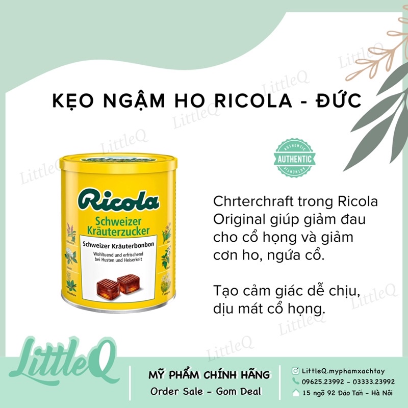 [AN TOÀN] KẸO NGẬM HO ĐỨC RICOLA Thảo Dược Hiệu Quả