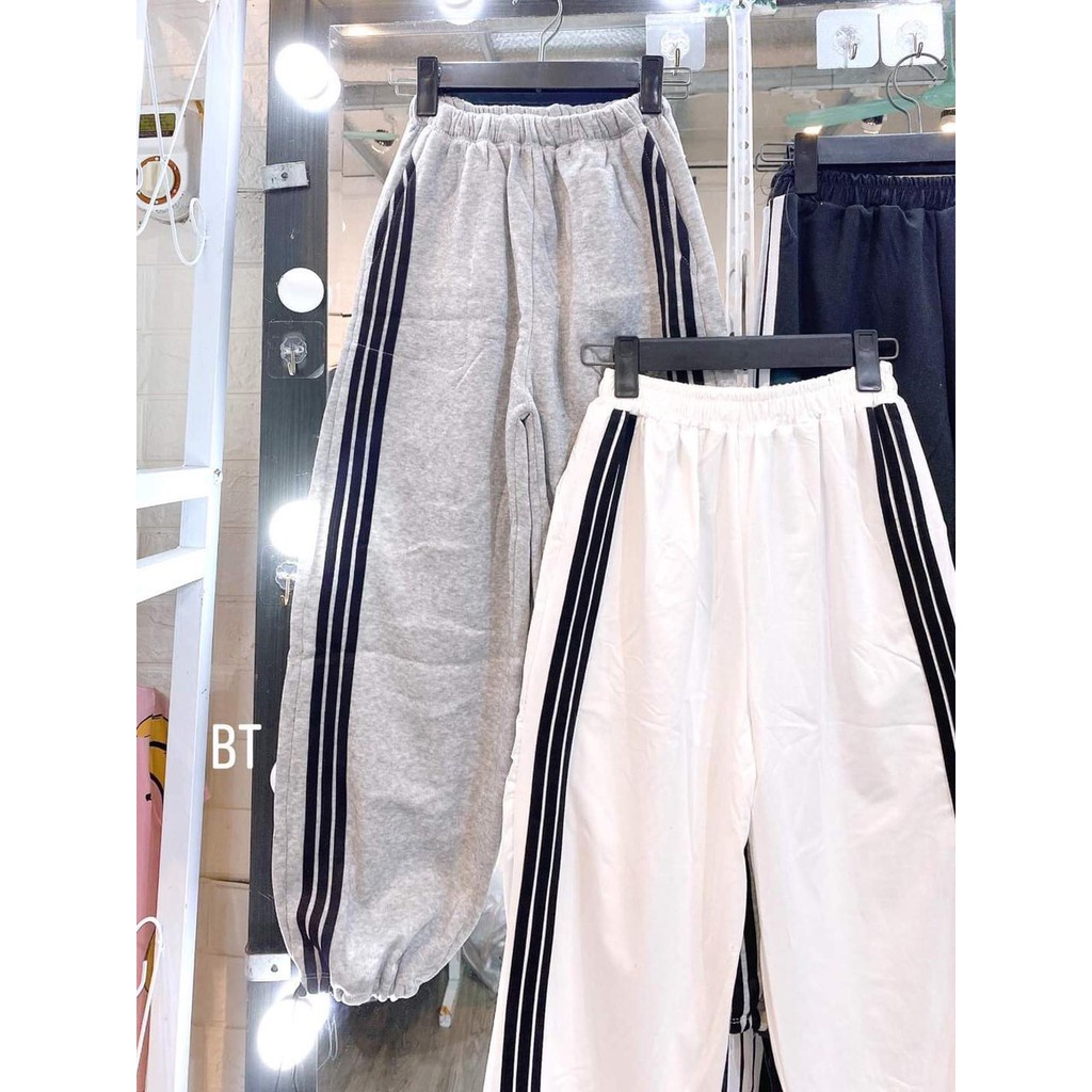 Quần Jogger 3 Sọc Thể Thao Unisex  Nana's House - FREESHIP  Quần thể thao dáng dài suông trơn nam nữ, họa tiết kẻ viền