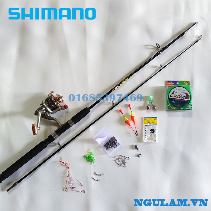 Bộ cần câu shimano 2 khúc 2m7 ,máy yumoshi lc 7000 kèm trọn bộ phụ kiện (rẻ vô địch) hàng chất lượng 1