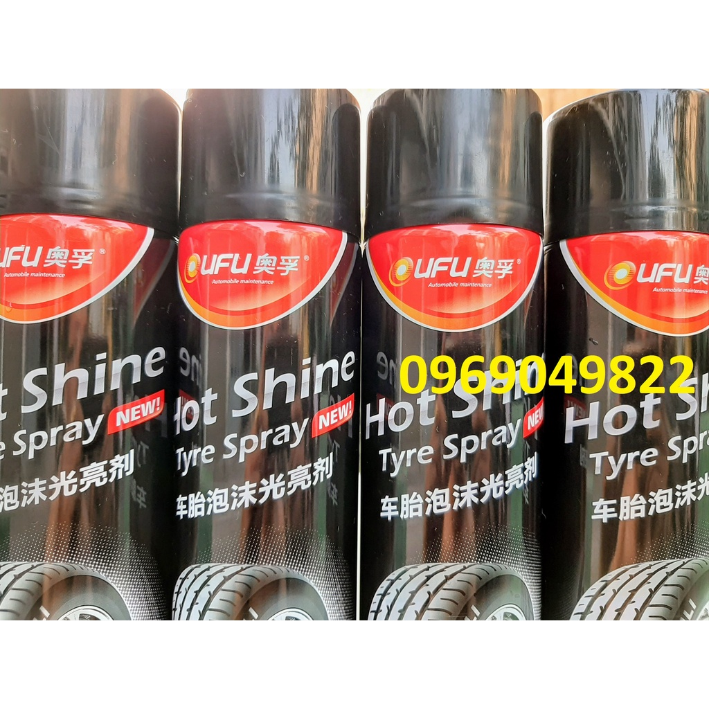 Xịt Đánh Bóng Lốp Xe Hot Shine Làm Bóng Lốp Vỏ, Làm Sạch Đen Lốp Vỏ Xe