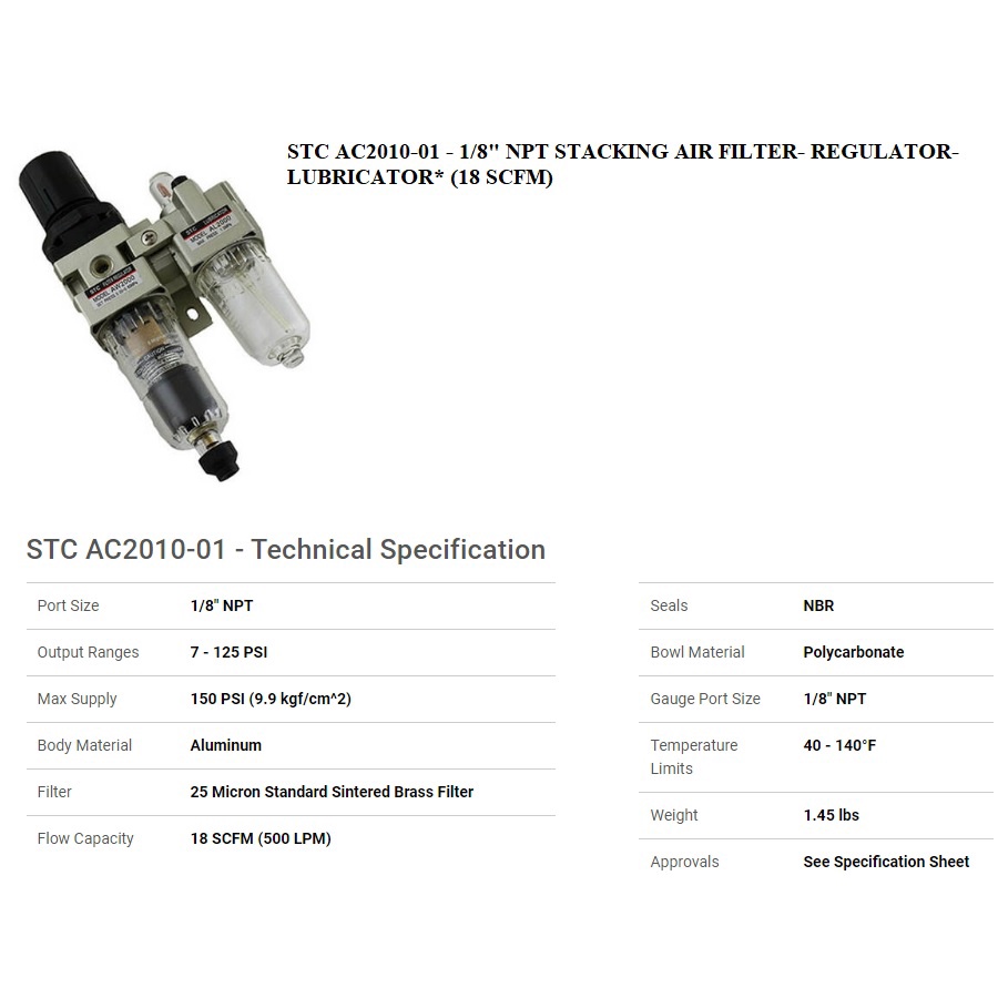 BỘ LỌC KHÍ AC2010-01 AC2010-02 AC3010-02 AC3010-03 AC4010-03 AC4010-04