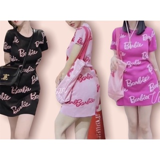 Đầm len Barbie. Váy len in chữ Barbie