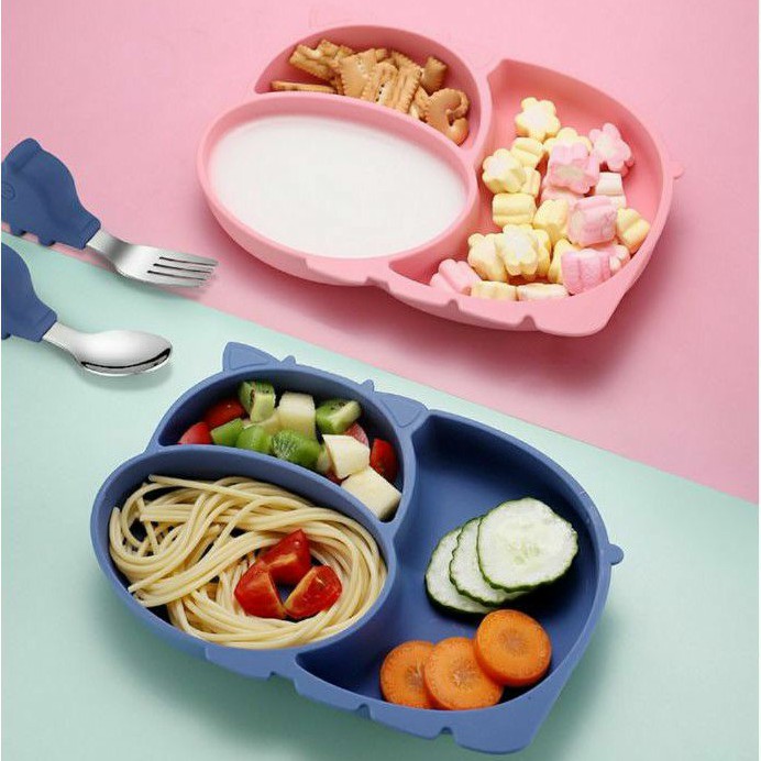 khay ăn dặm silicon chống lật ( Hình Con Bò Sữa )