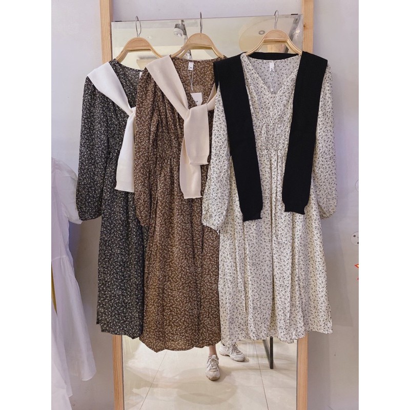 Váy hoa nhí cổ V nhún eo dáng mới siêu tôn dáng Ulzzang style🌸 VKE9133 Hàng Quảng Châu | BigBuy360 - bigbuy360.vn