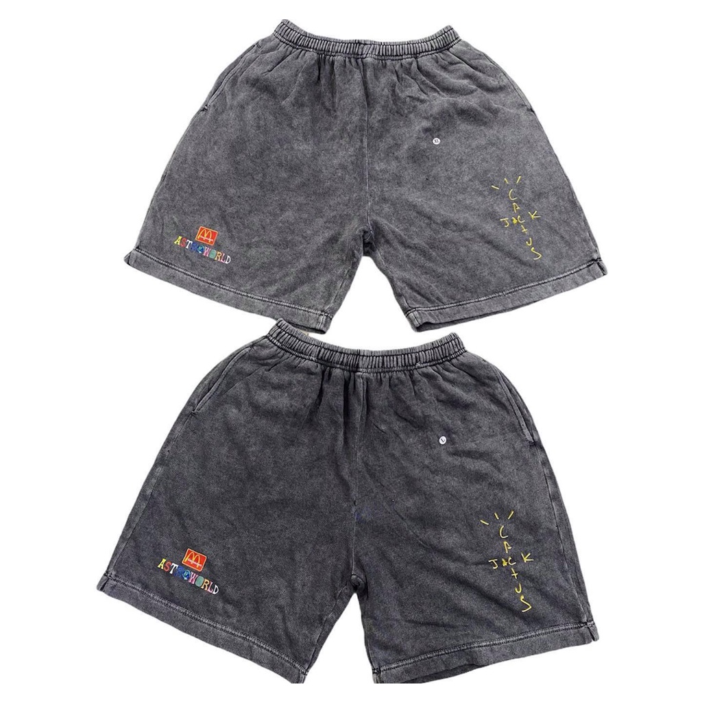 QUẦN SHORT THUN NỈ WASH XÁM HÌNH IN UNISEX NAM NỮ