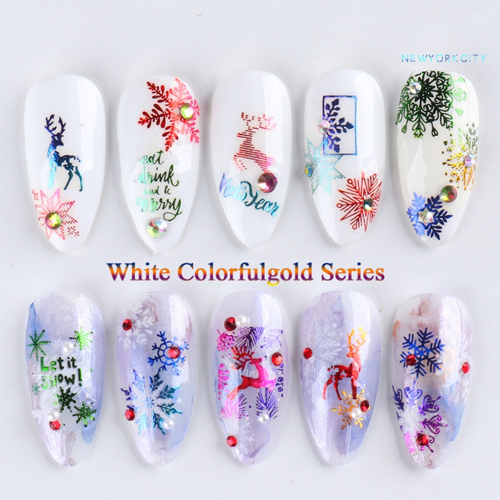 Nhãn Dán Trang Trí Móng Tay Họa Tiết Giáng Sinh 3D Siêu Mỏng Lấp Lánh