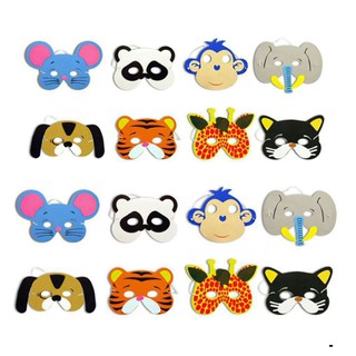 Set 12 mặt nạ hóa trang chất liệu nhựa EVA hình động vật dễ thương cho bé
