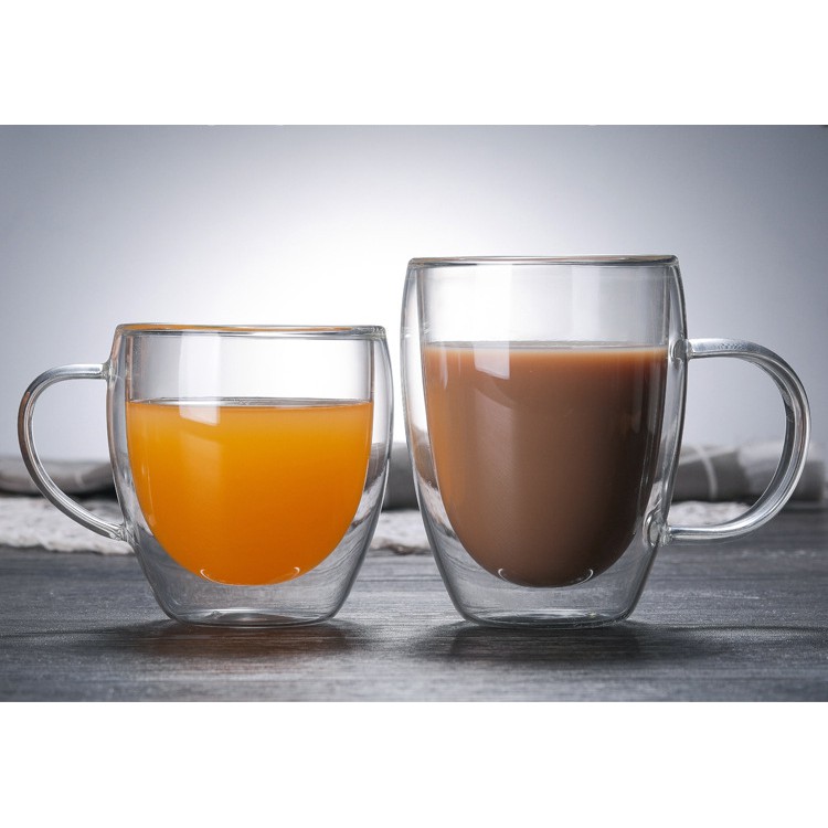 Ly thủy tinh 2 lớp chịu nhiệt cầm tay 150ml, 250ml, 350ml