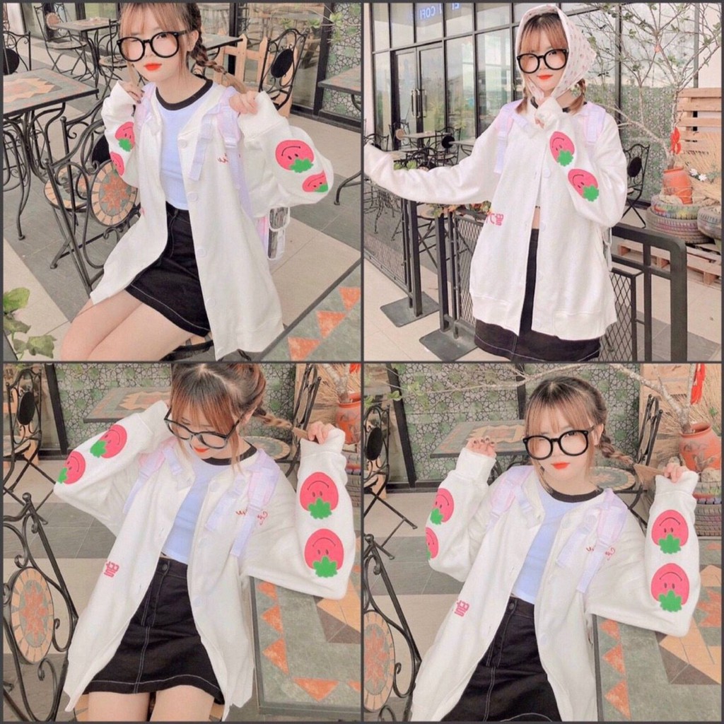 Áo Khoác Cardigan Nỉ Ngoại không xù loại 1 Túi Rộng in Hình Trái Tim Cực Kỳ Cute Mẫu Đang Hot 2021 Cardigan TRÁI DÂU | BigBuy360 - bigbuy360.vn
