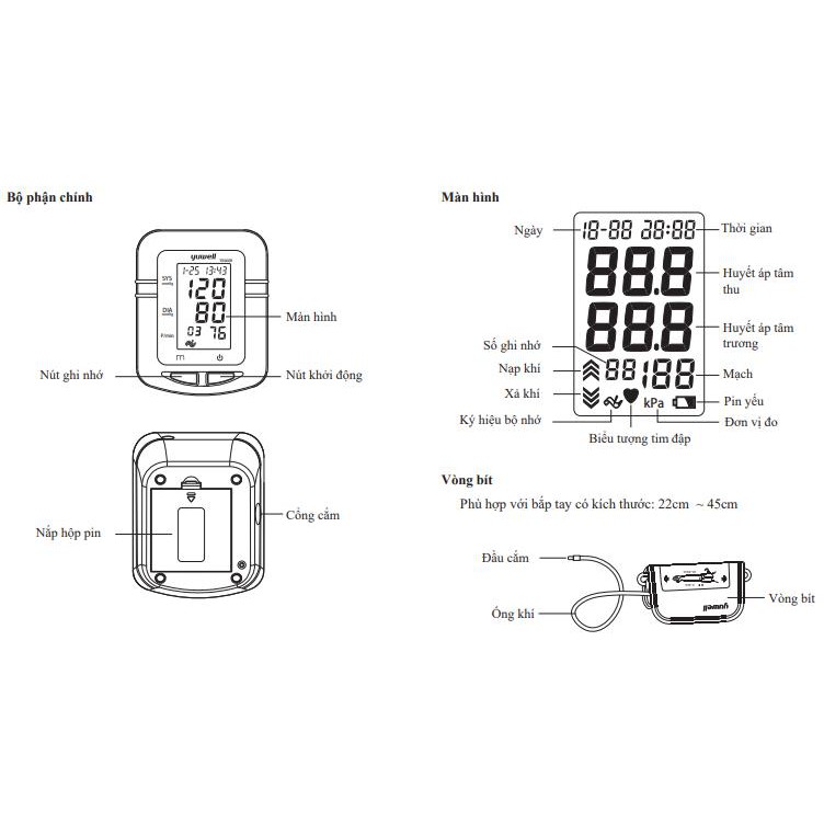 [HÀNG CHÍNH HÃNG] Máy đo huyết áp Yuwell YE660B