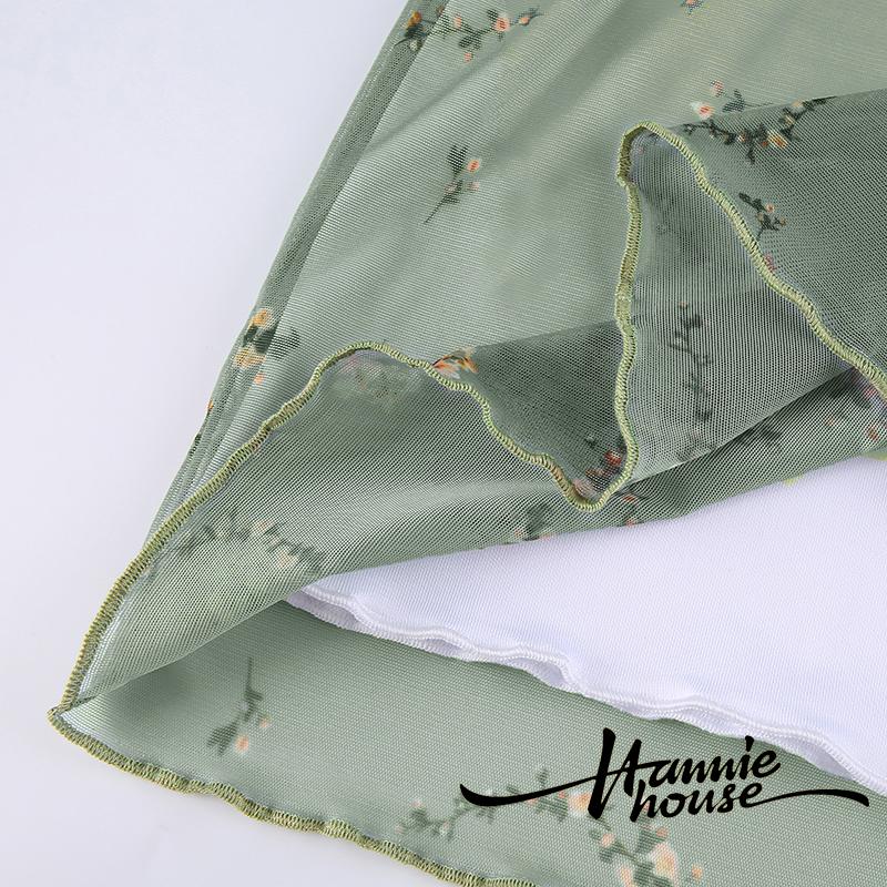 Chân váy lưng cao hoạ tiết hoa phong cách vintage thanh lịch thời trang cho nữ