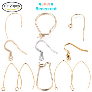 Set 10/ 20 chiếc khuyên bông tai bằng thép không gỉ 304 mạ vàng cỡ 20 kích thước 25x10.5x2.5mm chân 0.8mm