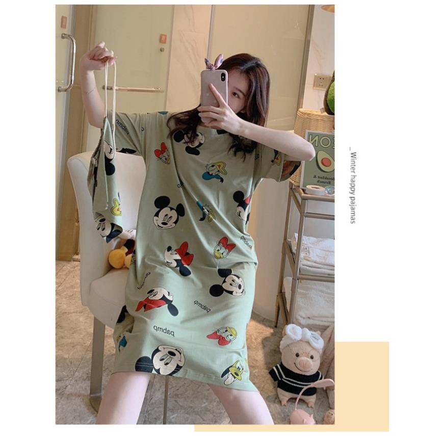 Đầm ngủ 🌸 FREESHIP 50K 🌸 Đồ ngủ mặc nhà mềm,mát,mỏng họa tiết hoạt hình hàng Quảng Châu sexy *
