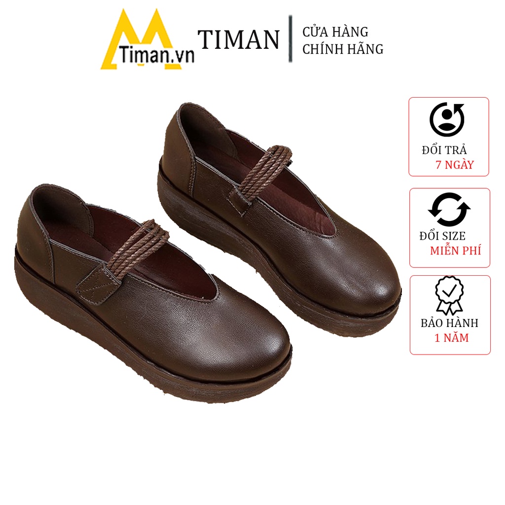 Giày sandal nữ đế xuồng 3 phân đi học cao gót kiểu xỏ ngón đế bệt dáng bánh mì bảo hành 1 năm KM05 TIMAN
