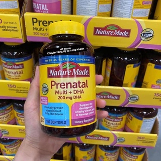 Bầu mỹ prenatal multi + dha nature made hộp 150 viên