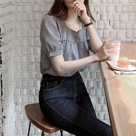 Áo Kiểu Cổ Vuông Tay Phồng Ngắn Phong Cách Nhật Bản Dành Cho Nữ