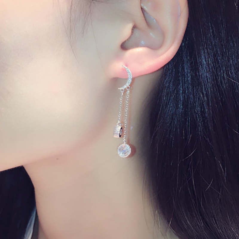 Bông tai hình mặt trăng ngôi sao đính đá thời trang
