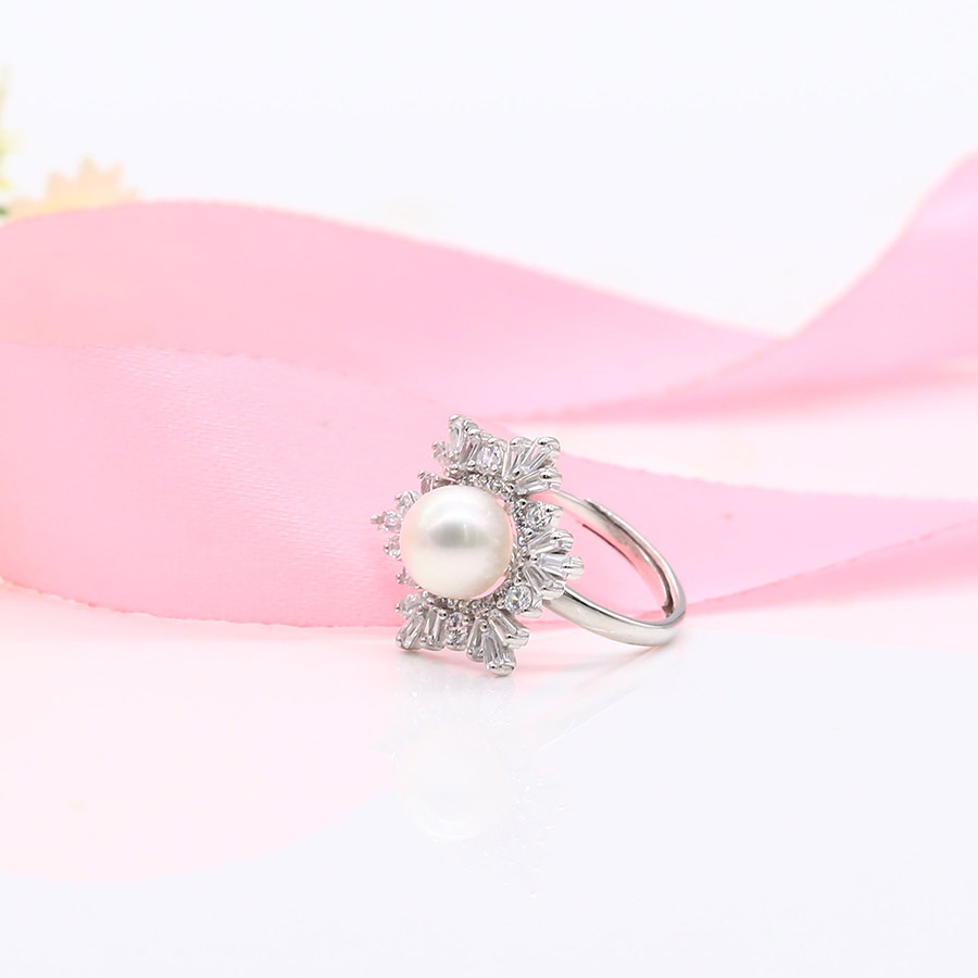 Bộ trang sức nữ ngọc trai thật nuôi nước ngọt bông tuyết đính đá mùa hè bạc 925 BNJ0508 - Bảo ngọc jewelry