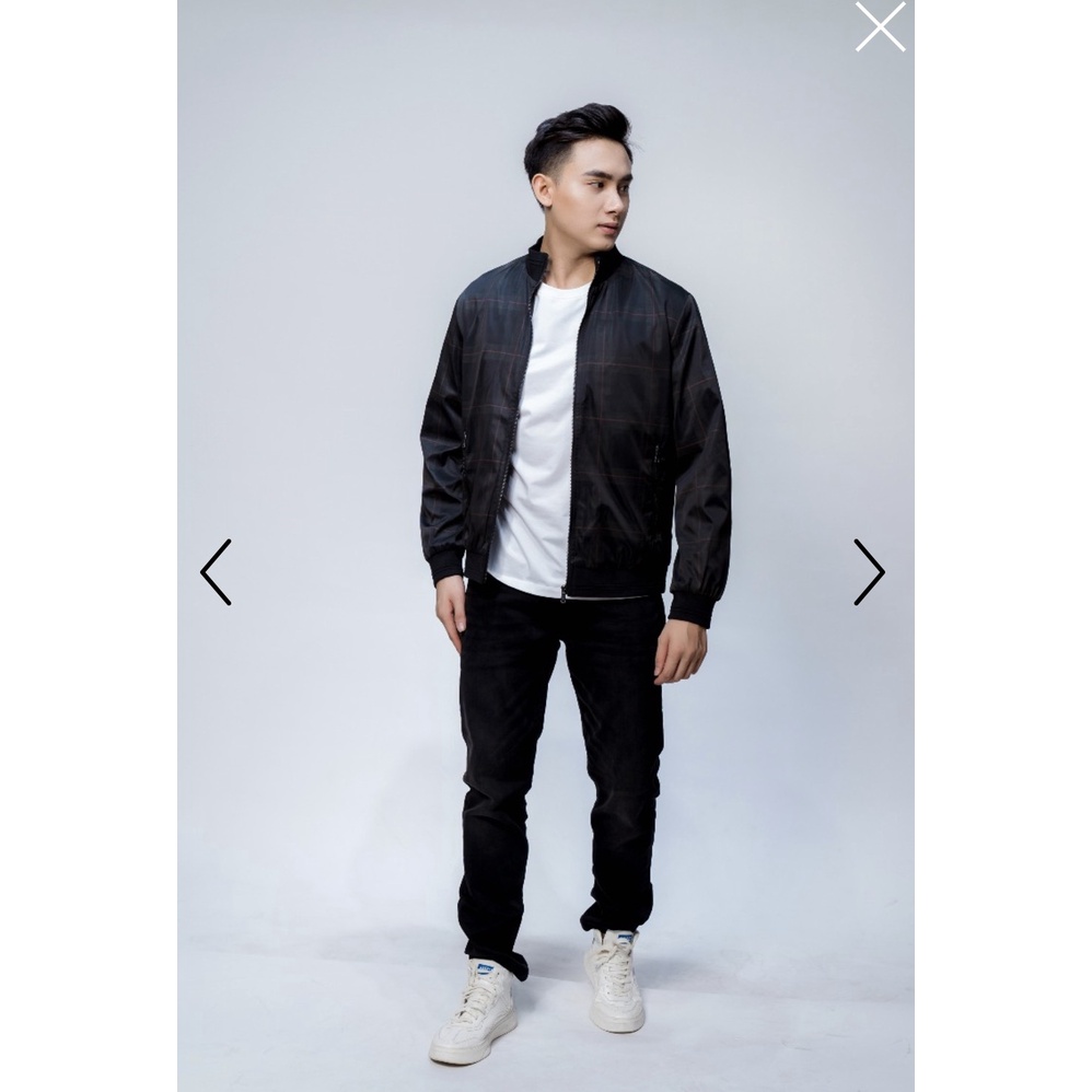 OWEN - Áo khoác gió nam Owen 2 lớp màu đen kẻ ca rô 61024