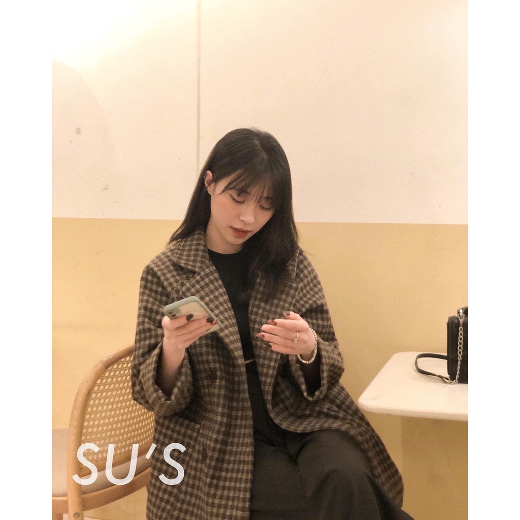 Áo khoác dạ kẻ ô nhỏ túi vuông A2138 SUSTORE | BigBuy360 - bigbuy360.vn