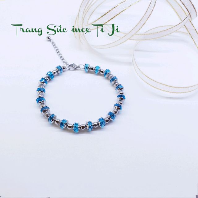 Lắc tay nữ kiểu bi kết hợp hạt pha lê lấp lánh