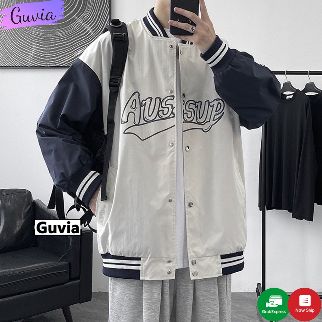 [Mã FAMARAL1 giảm 10K đơn 50K] Áo khoác dù bomber AUS.SUP nam nữ Unisex 2 lớp Siêu Hot ulzzang AKD1 Guvia