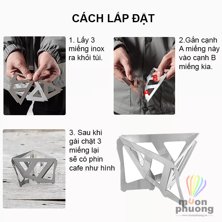 [FRSHIP15K] Phin pha trà cafe xếp gọn + 100 giấy lọc cho cắm trại dã ngoại du lịch - MUÔN PHƯƠNG SHOP