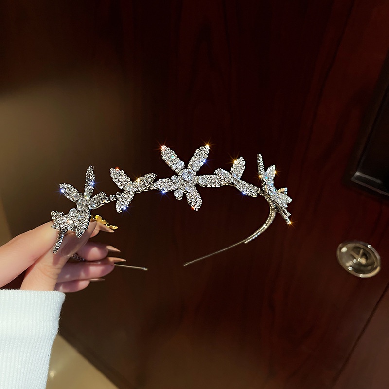 Băng đô cài tóc đính hoa kim cương giả nhiều màu sắc