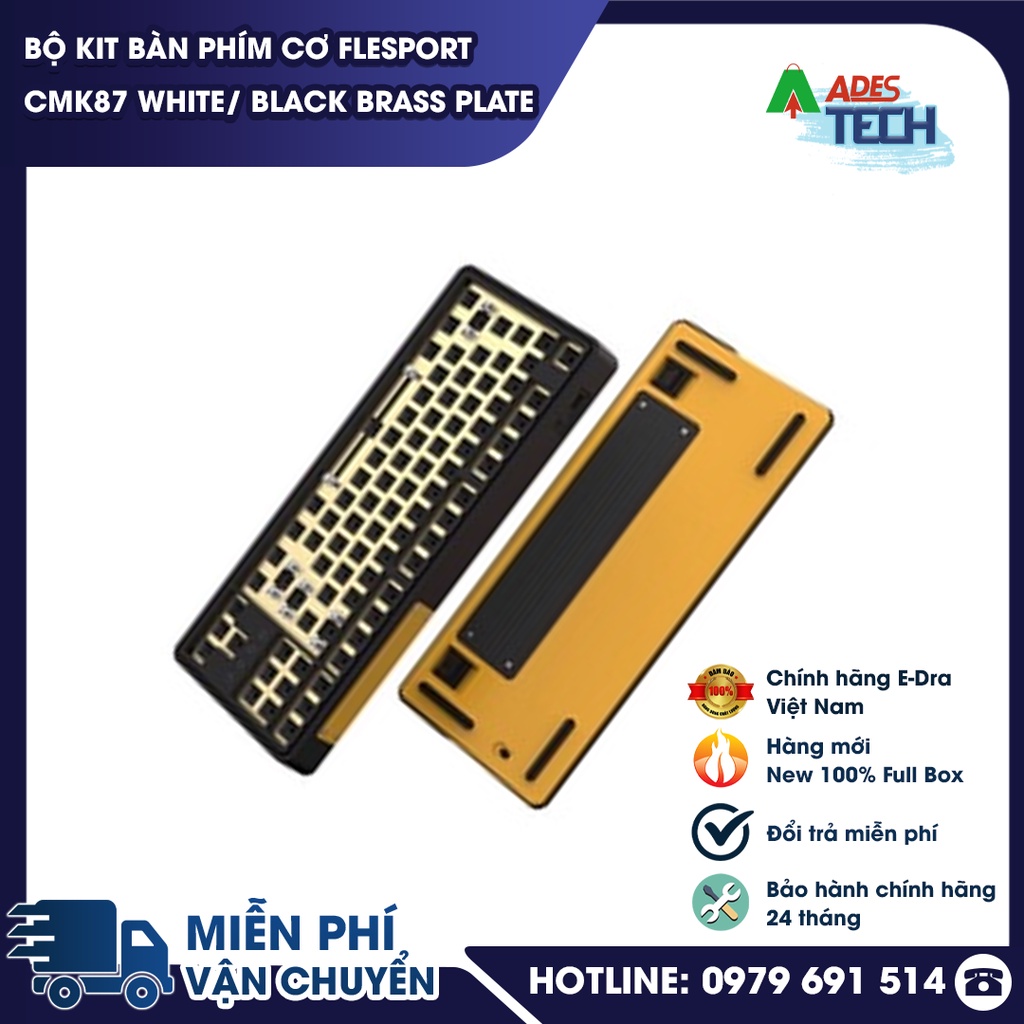 KIT Bàn Phím Cơ FLEsport CMK87 White / Black Brass Plate | Plate Đồng Chắc Chắn | 1 Mode | Bảo Hành 12 Tháng