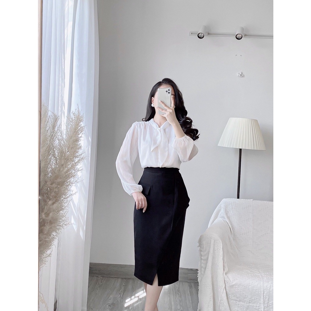 Áo Sơ Mi Công Sở Buộc Nơ Ngực Zym's House - K65