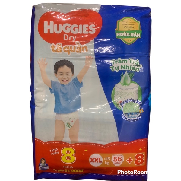 Tã Quần Huggies Dry Gói Cực Đại XXL56 (56 Miếng) - Bao Bì Mới