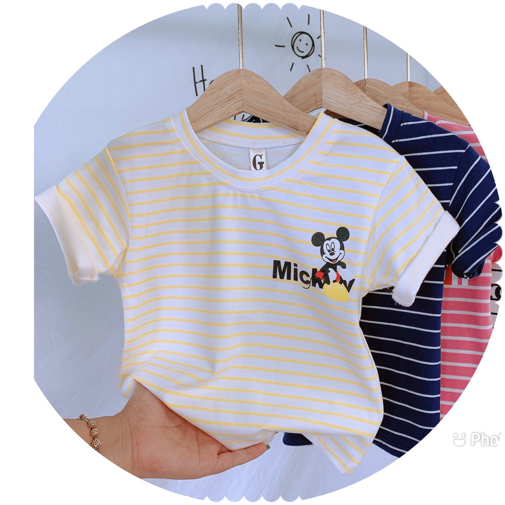 Lyvyshop - (Cotton SG chính phẩm) Áo thun cộc tay bé trai, bé gái (09kg-28kg) mẫu sọc ngang siêu cá tính