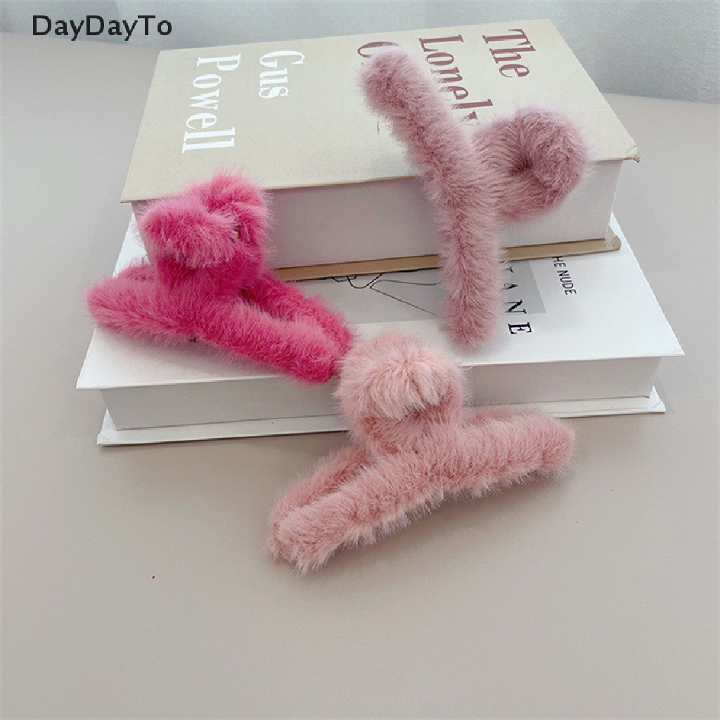 Kẹp Tóc Càng Cua Đính Lông Giả Bằng Acrylic Thanh Lịch